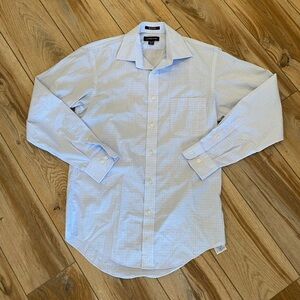 Lands End Light Blue Checkered Dress Shirt